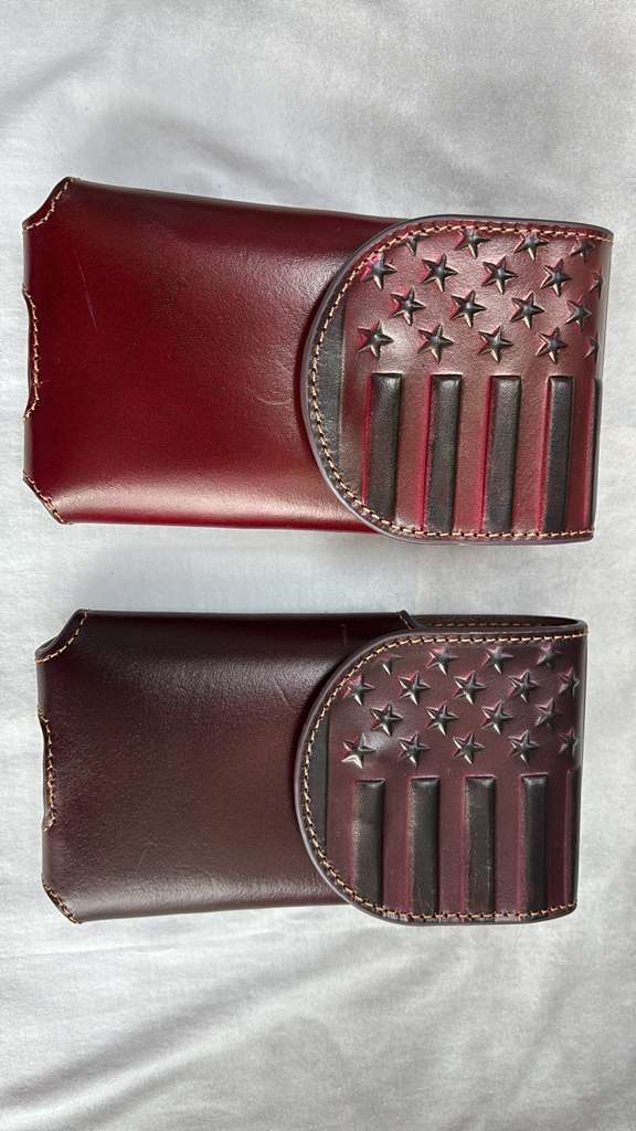 7" USA FLAG LEATHER PHONE HOLSTER POUCH COFFEE EXTRA LARGE  BELT LOOP HOLSTER CELL PHONE CASE UNIVERSAL OVERSIZE #EH13719