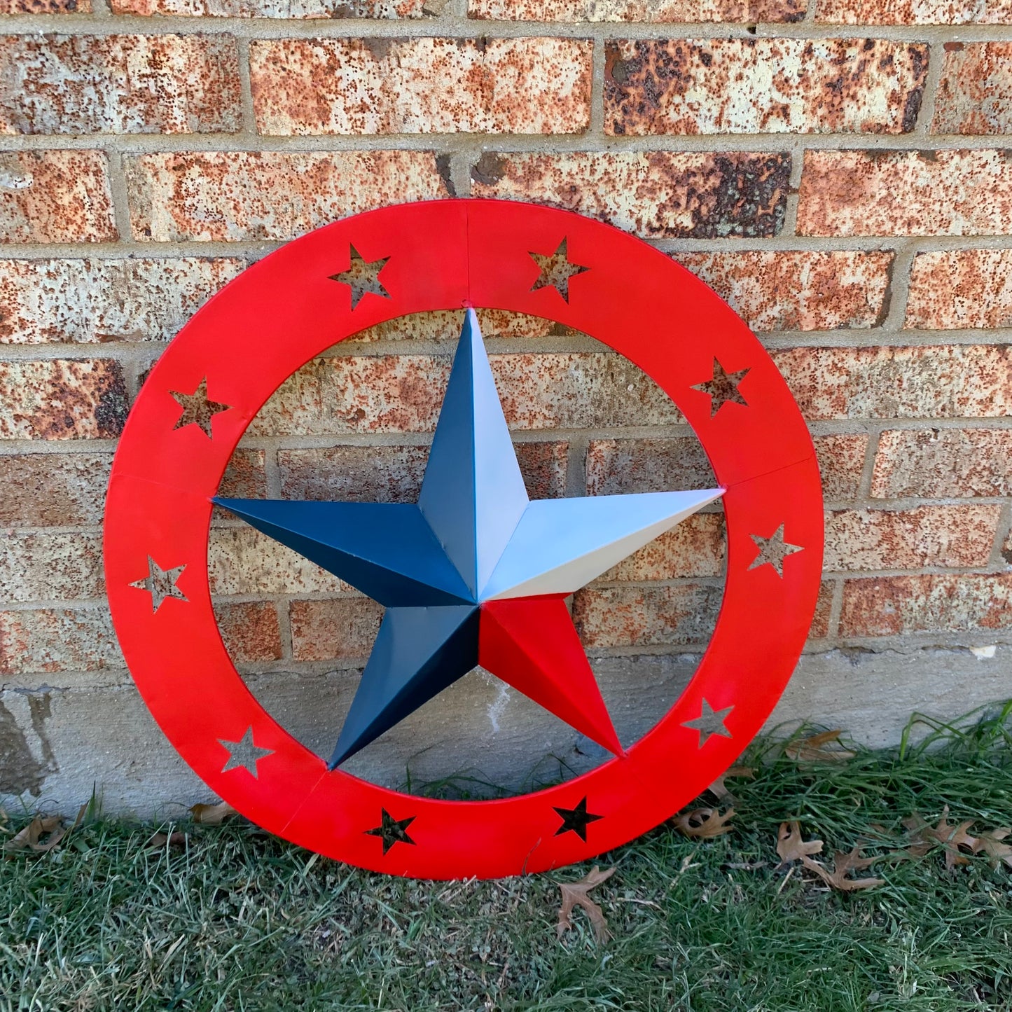 24" WIDE BAND RING BARN STAR METAL LONE STAR 3d WALL ART WESTERN HOME DECOR HANDMADE NEW #EH12758