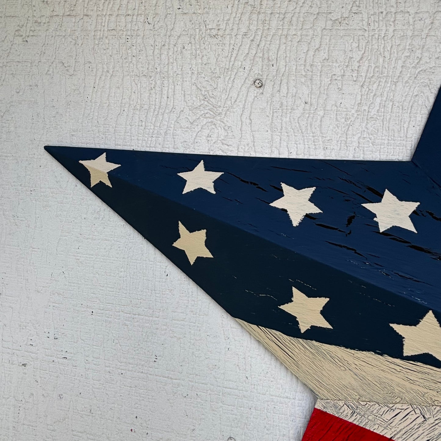 USA FLAG STAR CRACKLE RED IVORY NAVY BLUE METAL BARN STAR METAL WALL ART WESTERN HOME DECOR HANDMADE NEW