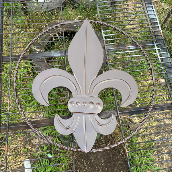 FLEUR DE LIS BROWN METAL WALL ART SIGN WESTERN HOME DECOR HANDMADE NEW 12",18",24",32"