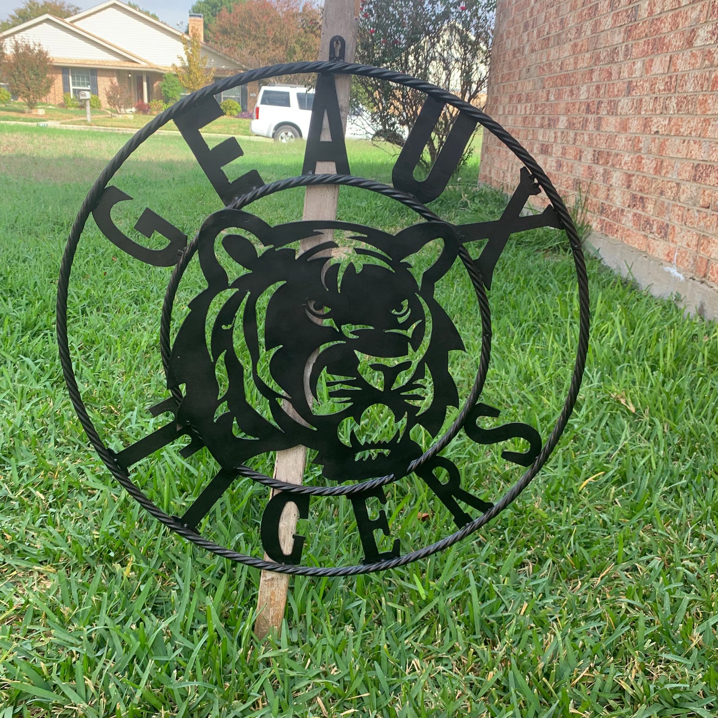 GEAUX TIGERS BLACK CUSTOM METAL VINTAGE CRAFT SIGN TEAM HANDMADE