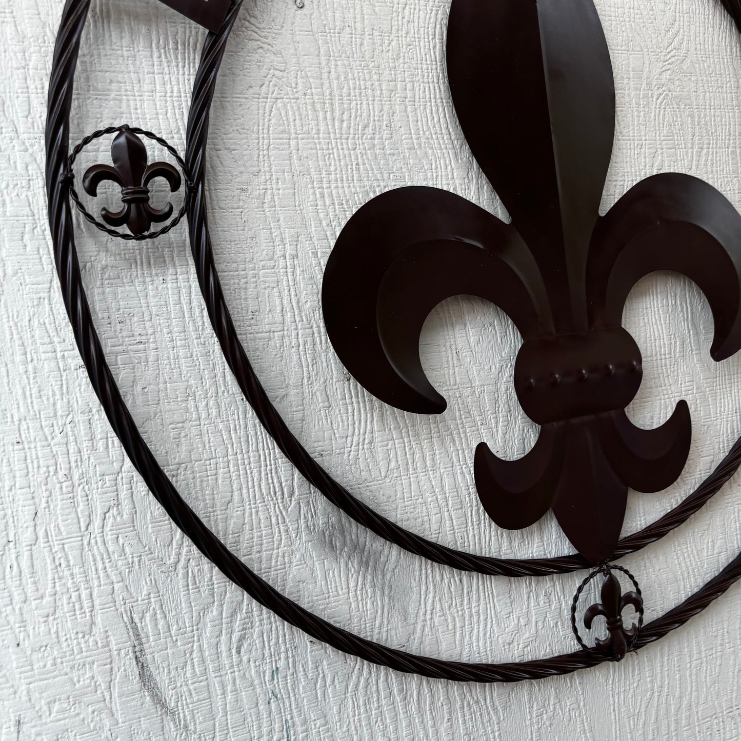 BABINEAUX STYLE YOUR CUSTOM NAME FLEUR DE LIS BROWN METAL TWISTED ROPE RING SIGN WALL ART WESTERN HOME DECOR HANDMADE 24", 32", 36"