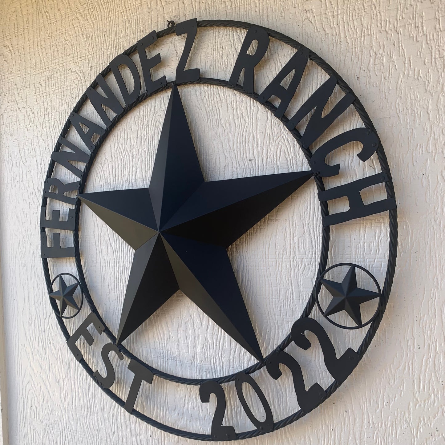 FERNANDEZ RANCH STYLE YOUR CUSTOM NAME STAR BARN STAR METAL LONE STAR WESTERN HOME DECOR RUSTIC BLACK HANDMADE 24",32",36",50"