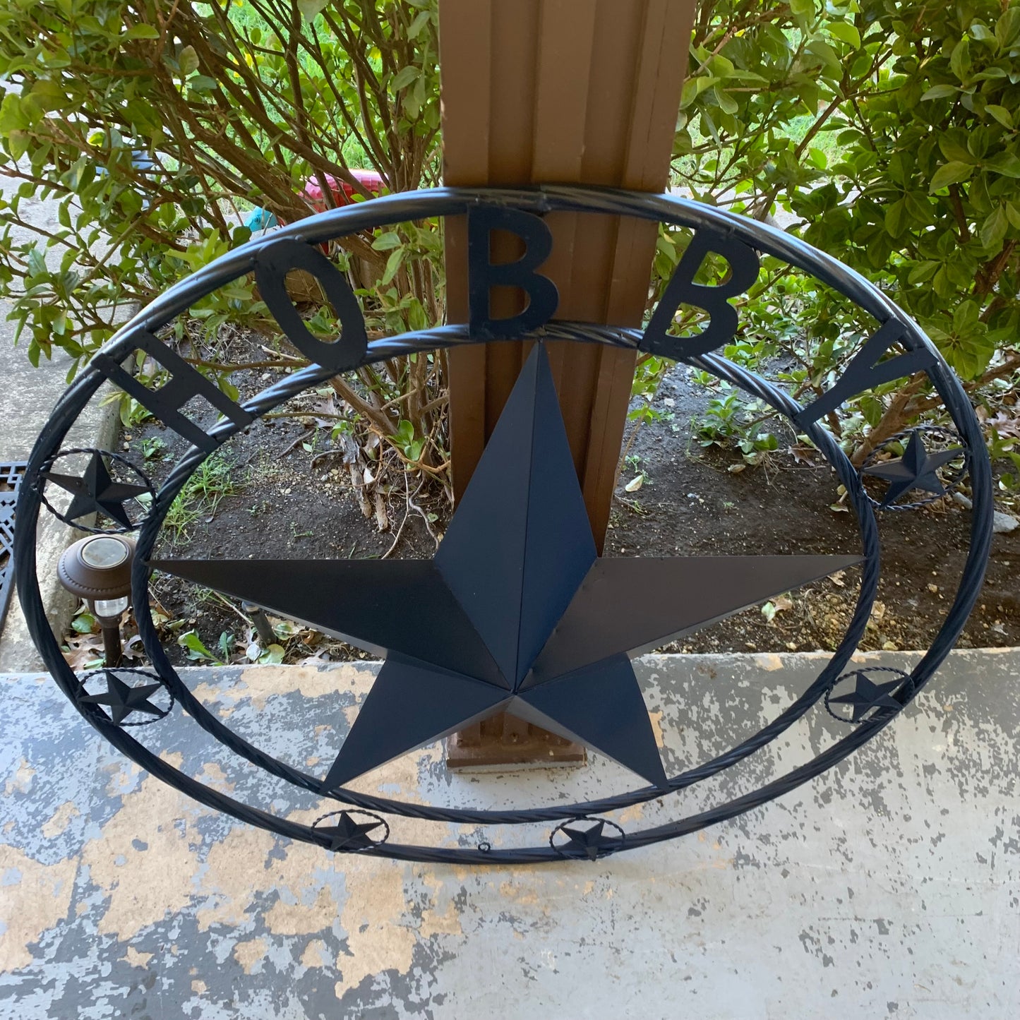 HOBBY STYLE CUSTOM NAME STAR BARN METAL STAR 3d TWISTED ROPE RING WESTERN HOME DECOR RUSTIC NAVY BLUE HANDMADE 24",32",36",50"