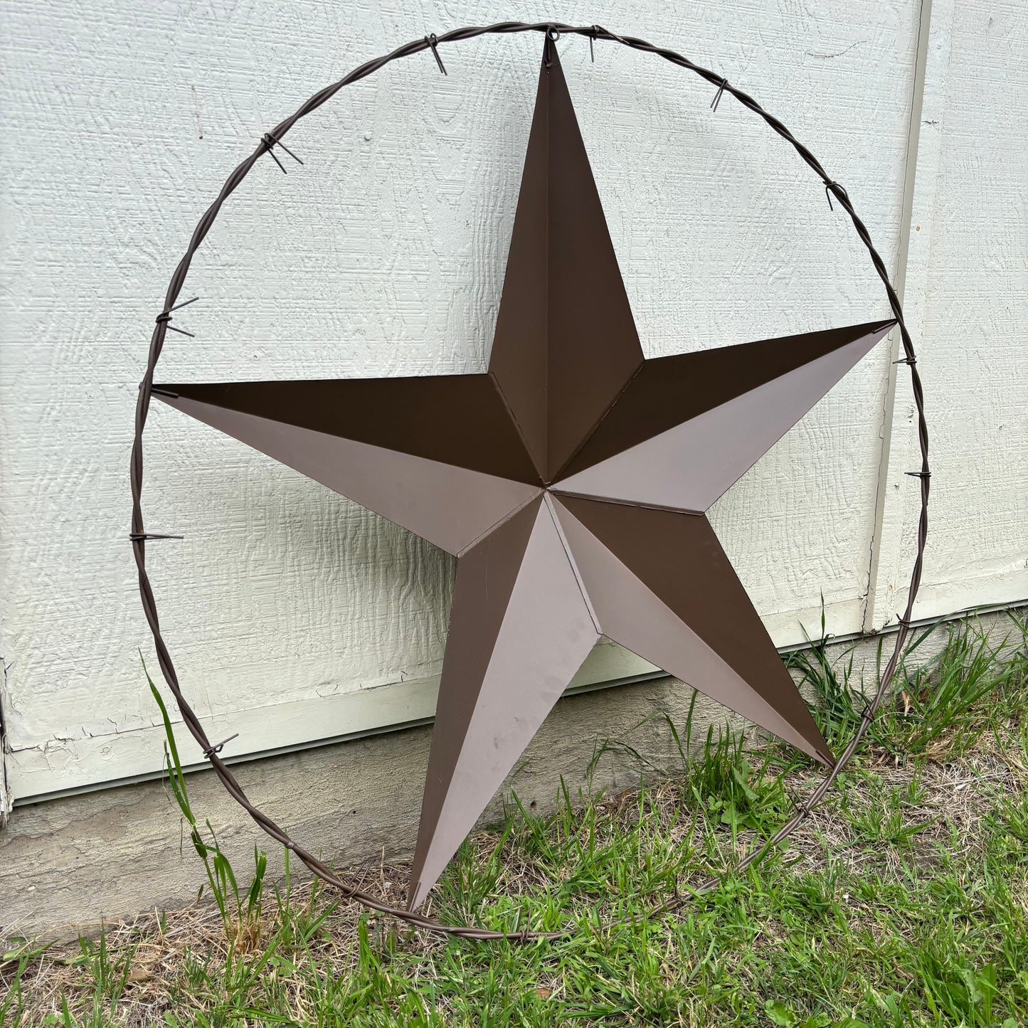 PAISLEY BARN STAR MULTI CLOR WITH BARBWIRE RING LONESTAR WESTERN HOME DECOR HANDMADE