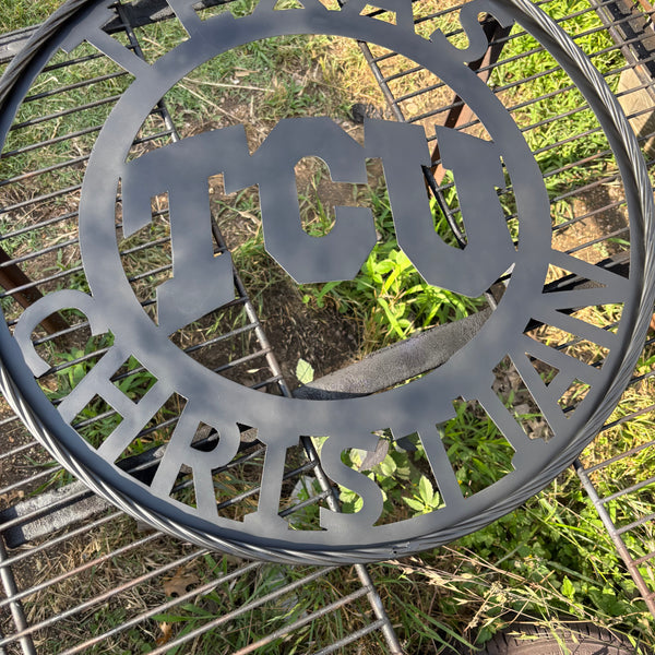 TCU TEXAS CHRISTIAN CUSTOM BLACK METAL VINTAGE CRAFT TEAM SIGN HANDMADE