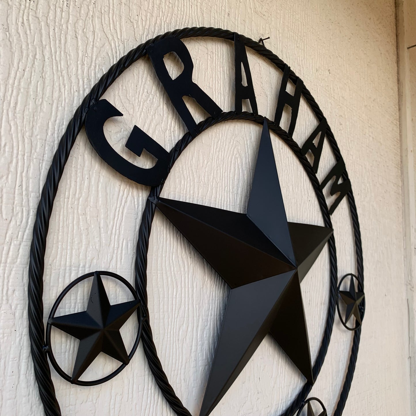 GRAHAM STYLE YOUR CUSTOM NAME STAR BARN STAR METAL LONE STAR WESTERN HOME DECOR RUSTIC BLACK HANDMADE 24",32",36",50"