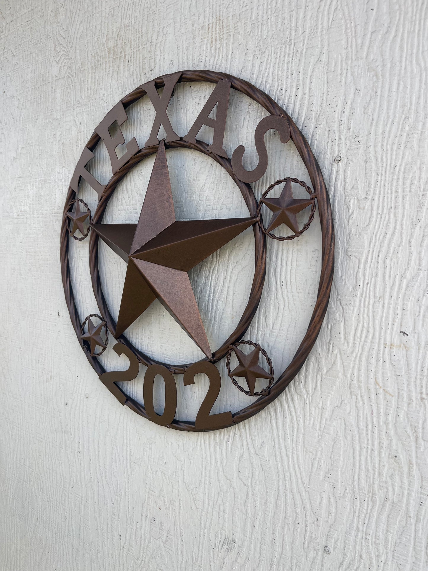 TEXAS 202 STYLE CUSTOM STAR NAME BARN METAL STAR 3d TWISTED ROPE RING WESTERN HOME DECOR RUSTIC  BRONZE HANDMADE 18", 24",32",36",50"