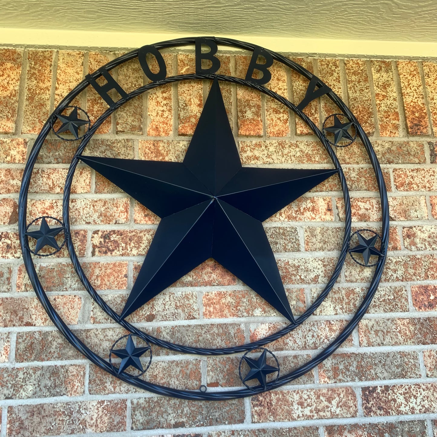 HOBBY STYLE CUSTOM NAME STAR BARN METAL STAR 3d TWISTED ROPE RING WESTERN HOME DECOR RUSTIC NAVY BLUE HANDMADE 24",32",36",50"