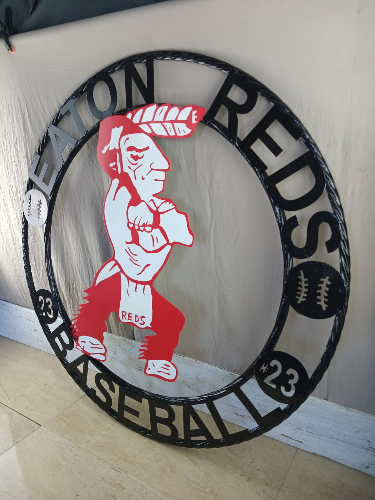 EATON REDS CUSTOM METAL VINTAGE CRAFT SIGN TEAM RED WHITE HANDMADE TO ORDER