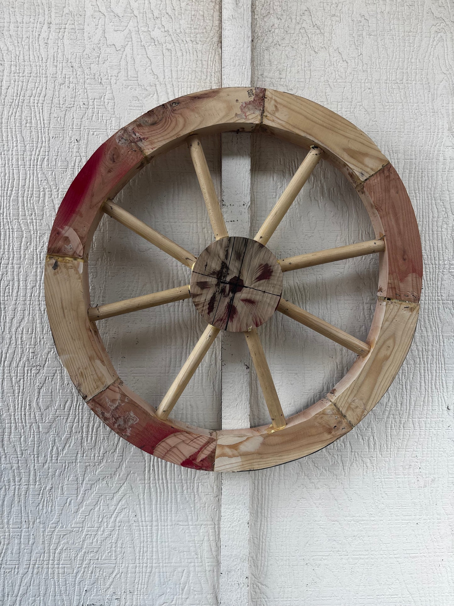 DECORATIVE WAGON WHEEL WOOD WALL ART WESTERN HOME DECOR HANDMADE TEXAS USA