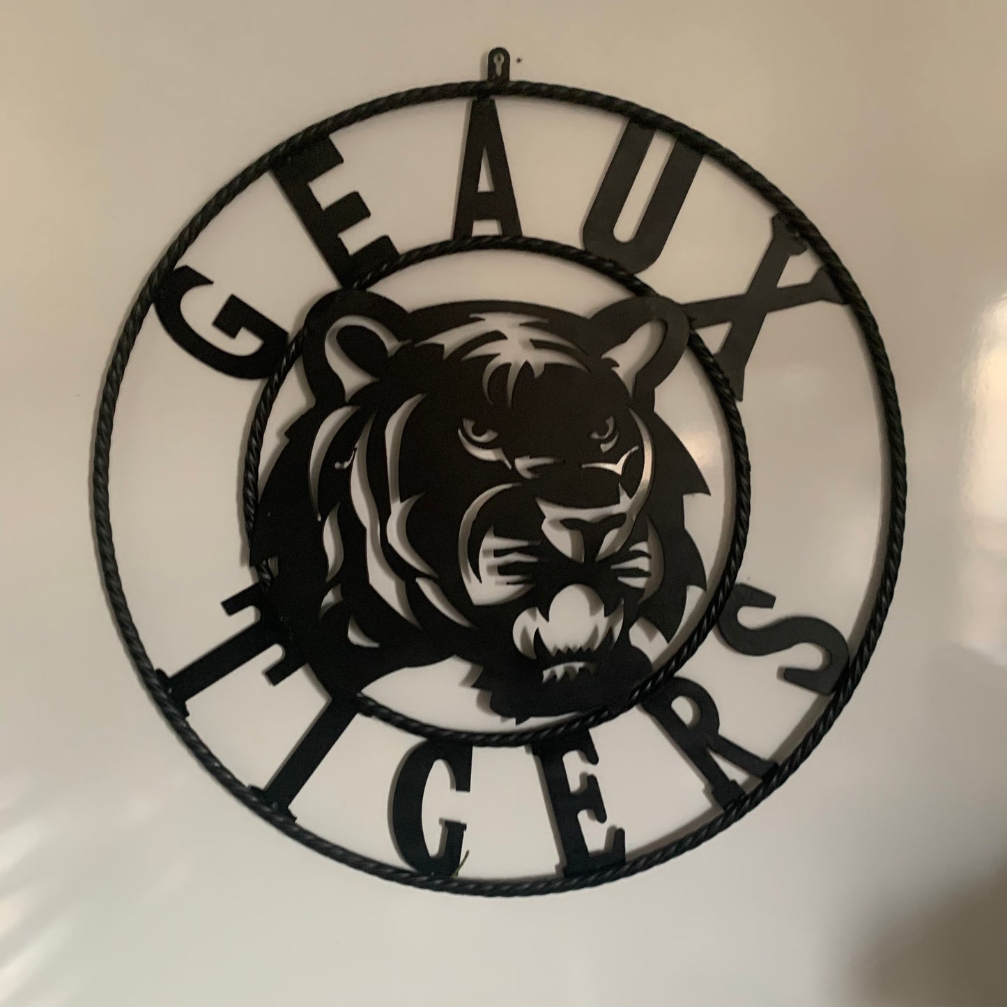 GEAUX TIGERS BLACK CUSTOM METAL VINTAGE CRAFT SIGN TEAM HANDMADE