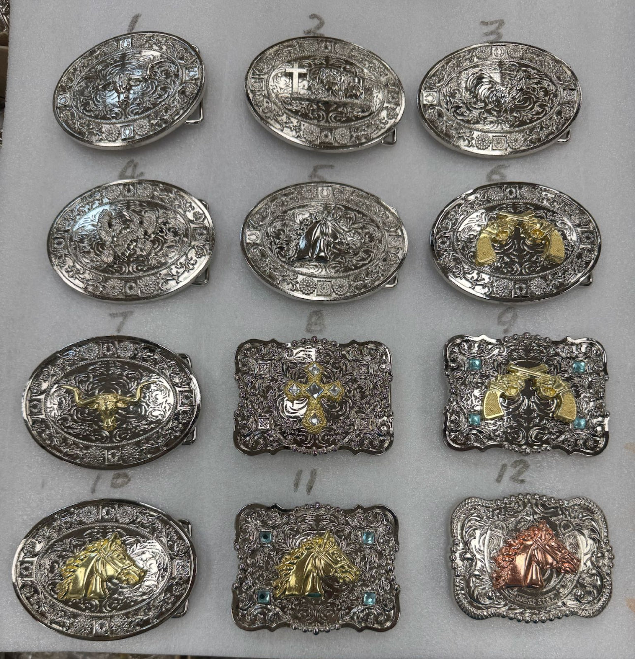 BELT BUCKLE MULTI STYLE  WESTERN METAL BUCKLE FASHION ART 4.5" X 3.5" #WS