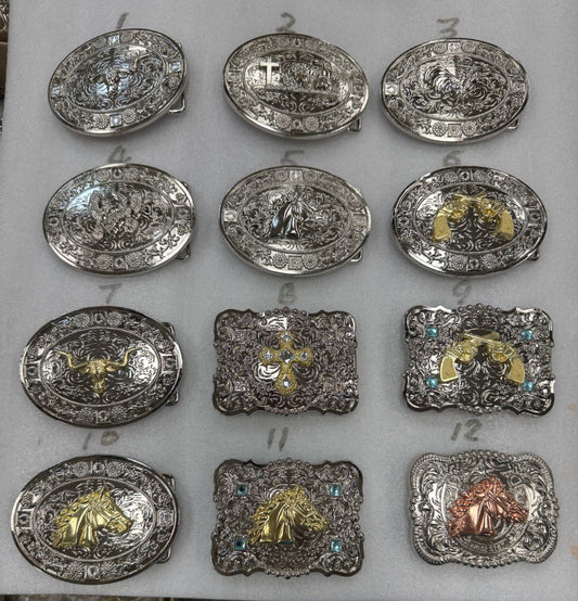 BELT BUCKLE MULTI STYLE  WESTERN METAL BUCKLE FASHION ART 4.5" X 3.5" #WS