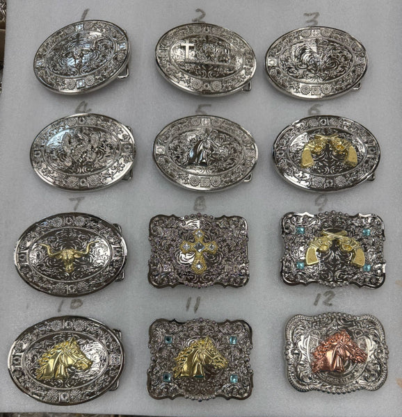 BELT BUCKLE MULTI STYLE  WESTERN METAL BUCKLE FASHION ART 4.5" X 3.5" #WS