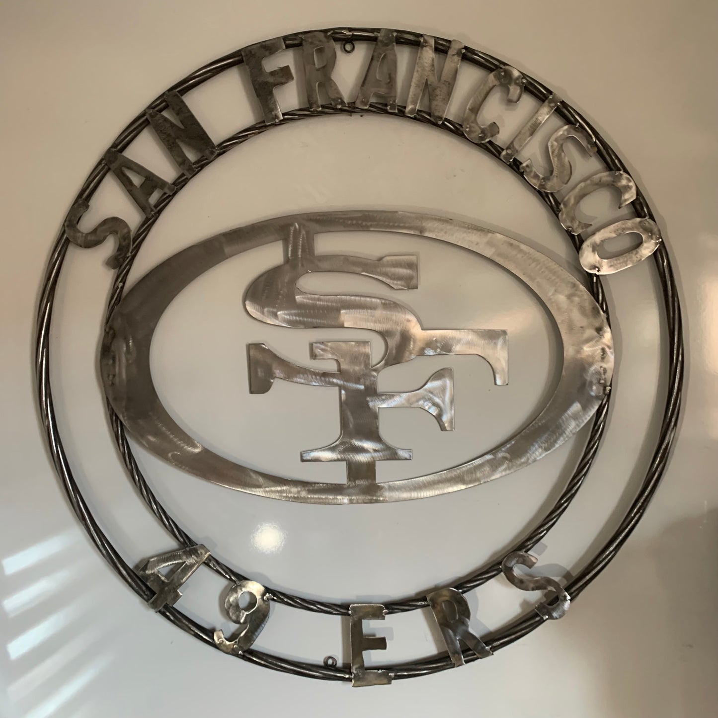 36" SAN FRANCISCO 49ERS CUSTOM RAW METAL VINTAGE CRAFT TEAM SIGN HAND MADE IN USA