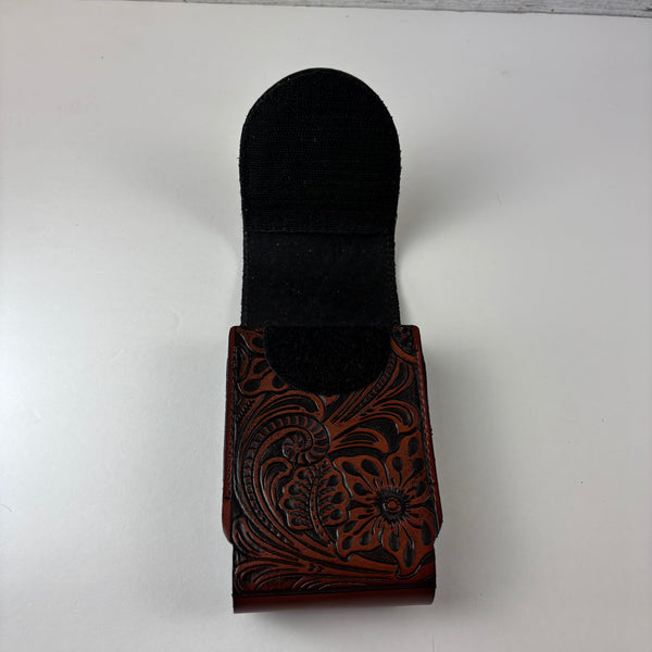 7" LONGHORNS LEATHER HOLSTER BROWN POUCH EXTRA LARGE  BELT LOOP CELL PHONE CASE UNIVERSAL OVERSIZE