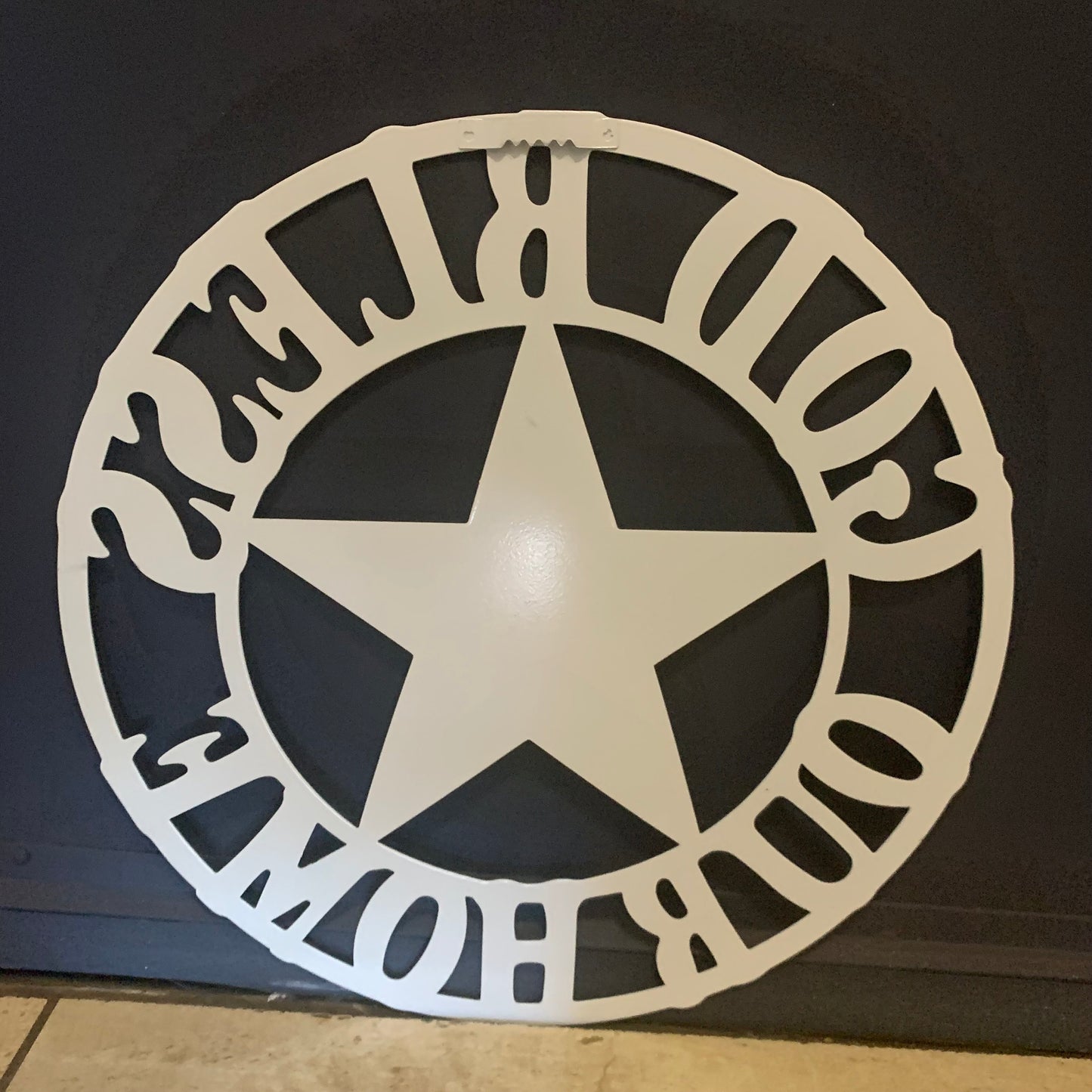 12" GOD BLESS OUR HOME METAL FLAT 2D  STAR SIGN LASERCUT ART WESTERN HOME DECOR HANDMADE NEW #EH11364