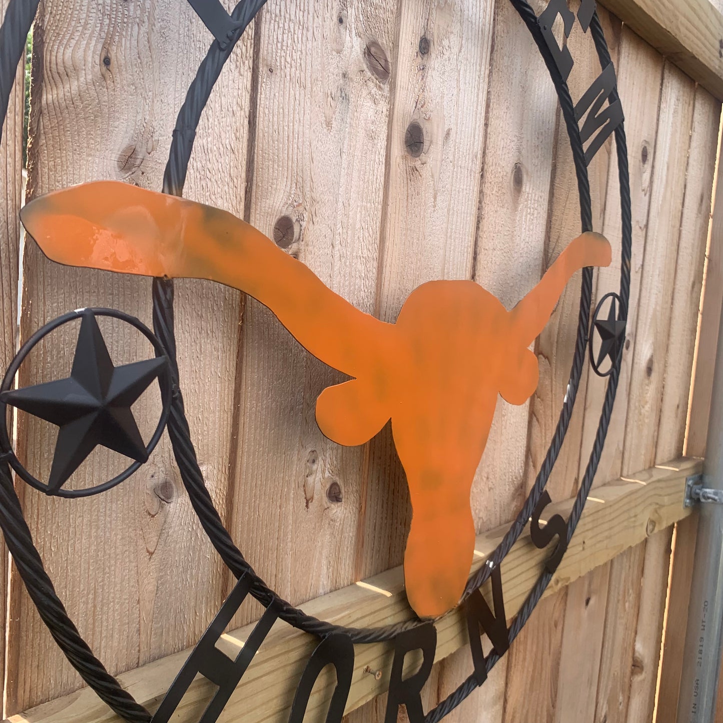 HOOKEM HORNS WITH LONE STAR TEXAS LONGHORNS HOOK EM METAL CUSTOM VINTAGE CRAFT WALL ART TEAM SIGN HANDMADE