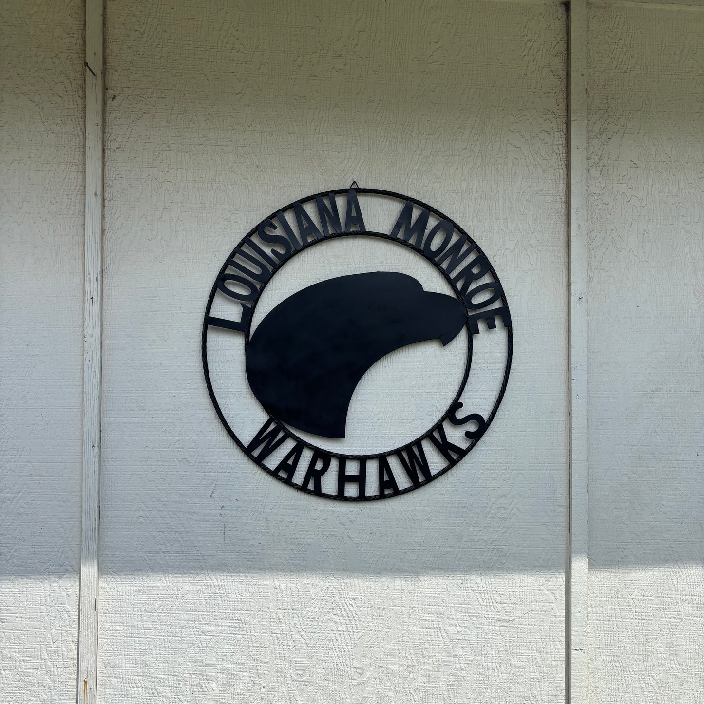 LOUISIANA MONROE WARHAWKS CUSTOM BLACK METAL VINTAGE CRAFT TEAM SIGN HANDMADE 18",24",32"