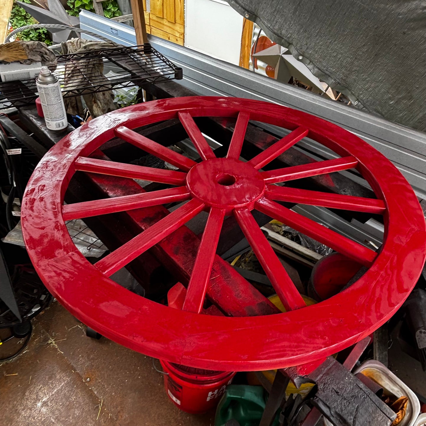 RED WAGON WHEEL WOOD DECOR WESTERN HOME DECOR HANDMADE CRAFT 24",36",48", 60",72"