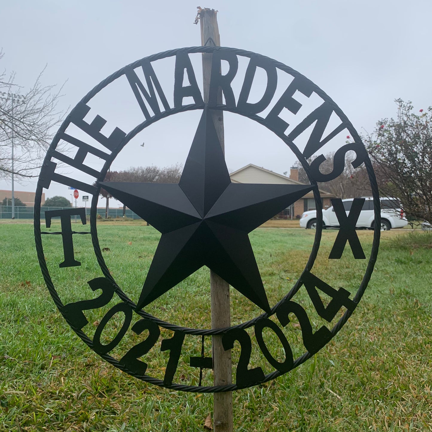 MARDENS STYLE CUSTOM NAME STAR BARN METAL STAR 3d TWISTED ROPE RING WESTERN HOME DECOR RUSTIC BLACK HANDMADE 24",32",36",50"