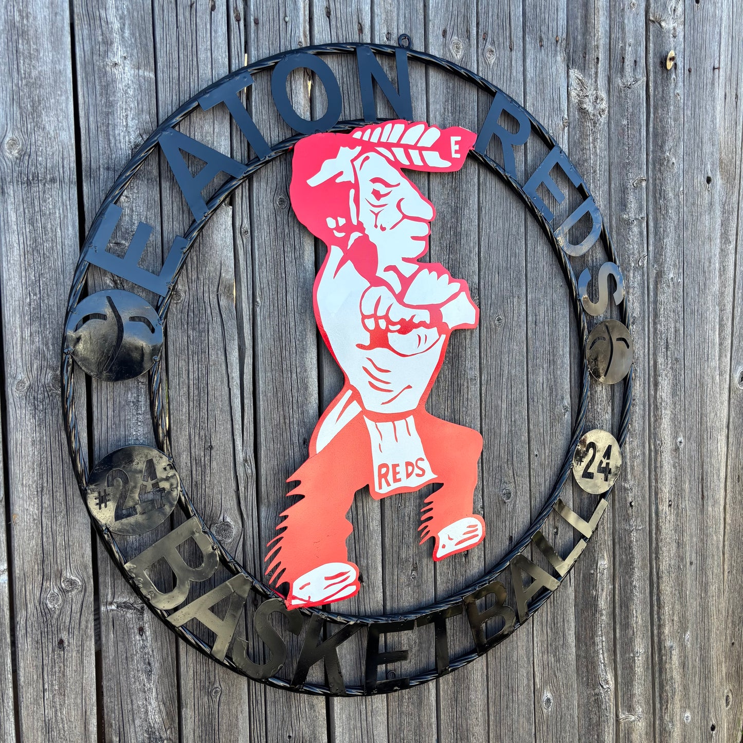 EATON REDS CUSTOM METAL VINTAGE CRAFT SIGN TEAM RED WHITE HANDMADE TO ORDER