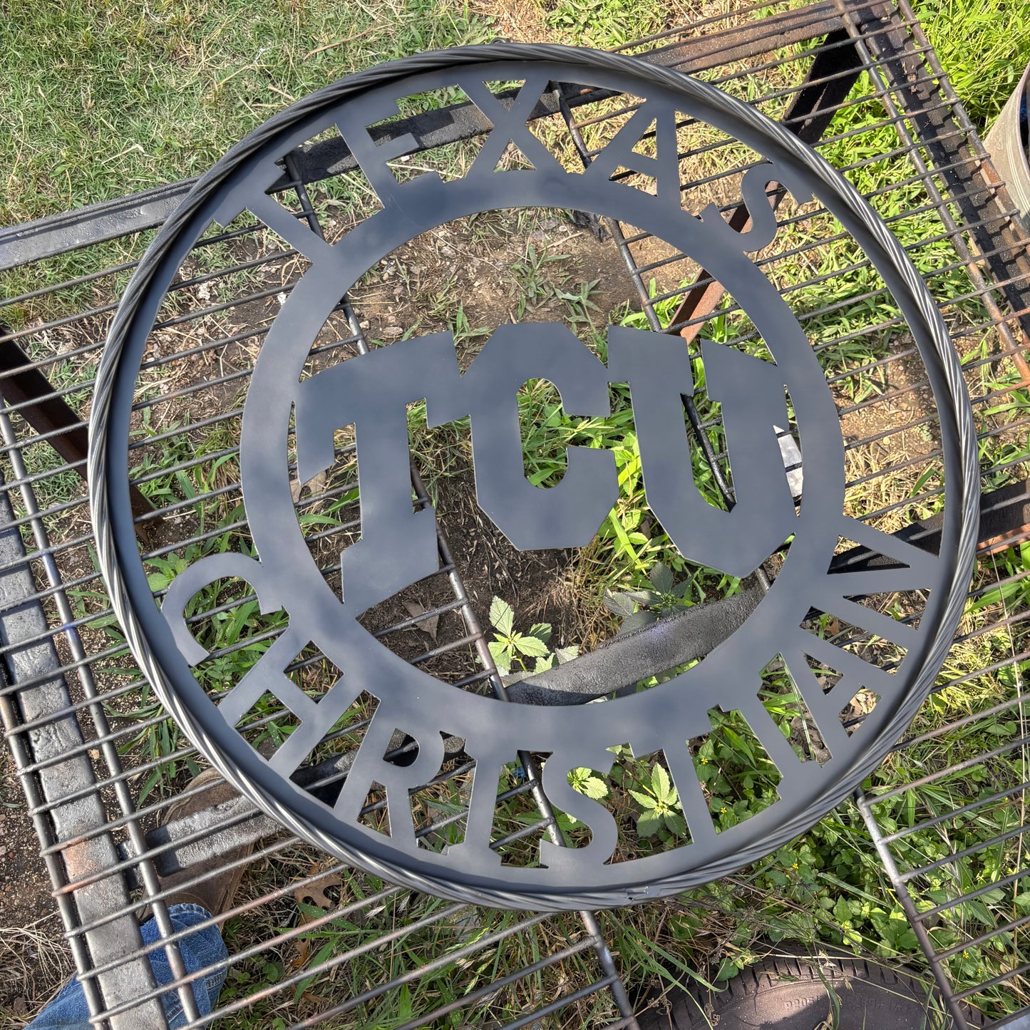 TCU TEXAS CHRISTIAN CUSTOM BLACK METAL VINTAGE CRAFT TEAM SIGN HANDMADE