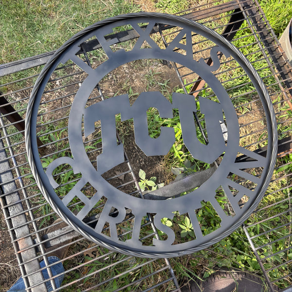 TCU TEXAS CHRISTIAN CUSTOM BLACK METAL VINTAGE CRAFT TEAM SIGN HANDMADE