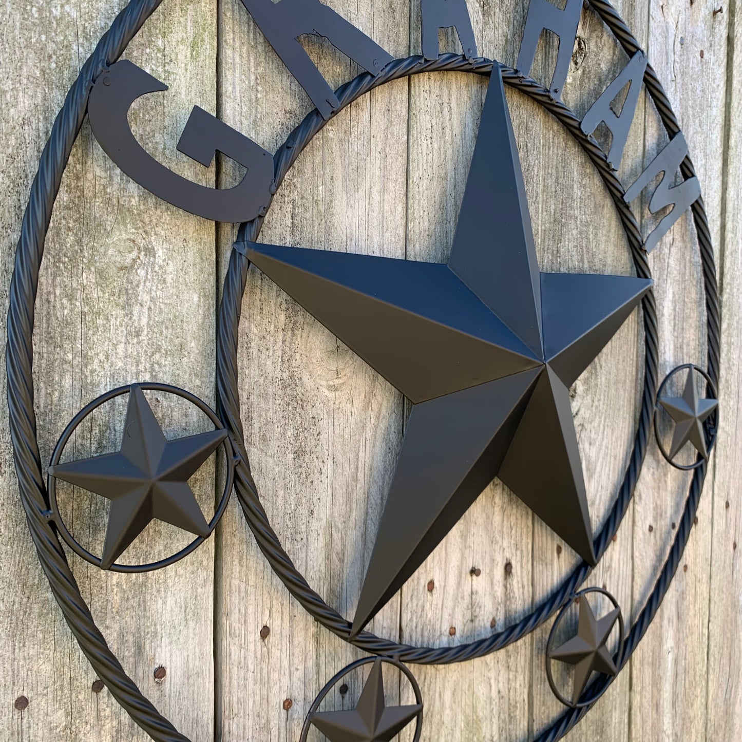 GRAHAM STYLE YOUR CUSTOM NAME STAR BARN STAR METAL LONE STAR WESTERN HOME DECOR RUSTIC BLACK HANDMADE 24",32",36",50"