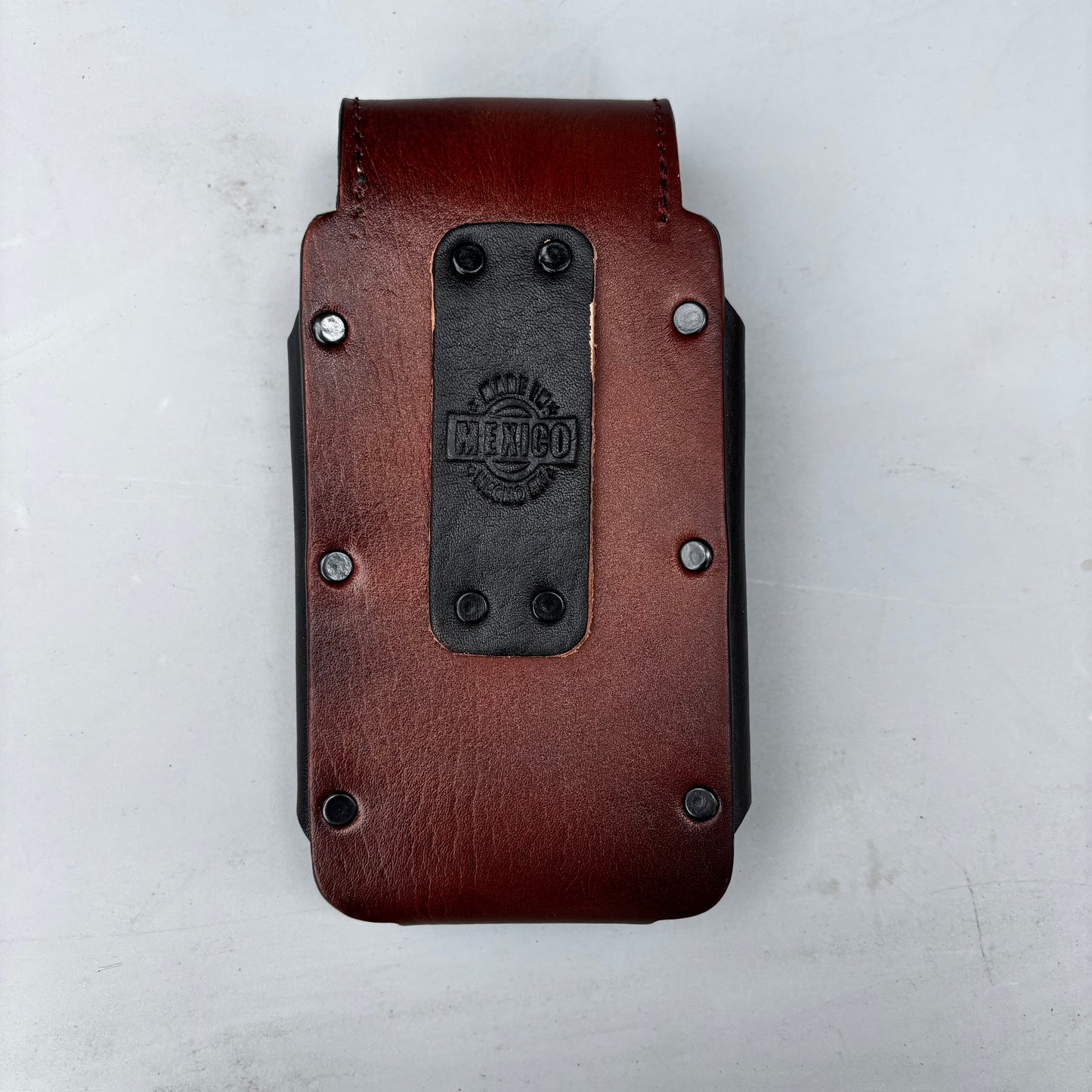 COWBOY BOOT HAT ROPING LEATHER HOLSTER 7" PHONE POUCH WITH KNIFE HOLDER FRONT EXTRA LARGE  BELT LOOP CELL PHONE CASE UNIVERSAL OVERSIZE MADE IN MEXICO #EH13862