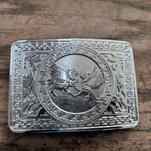 COCK FIGHTING ROOSTER BELT BUCKLE SILVER WESTERN METAL BUCKLE FASHION ART 4.5" X 3.5"  #EH13233