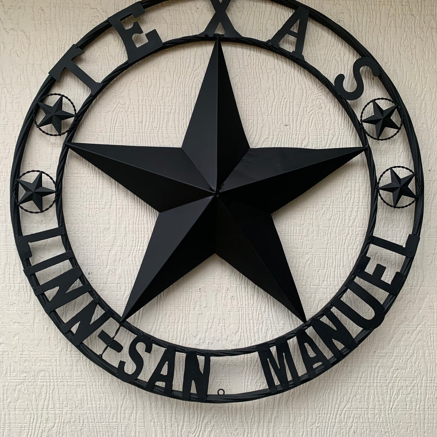 LINN SAN MANUEL STYLE YOUR CUSTOM NAME STAR METAL BARN LONE STAR 3d TWISTED ROPE RING WESTERN HOME DECOR HANDMADE NEW