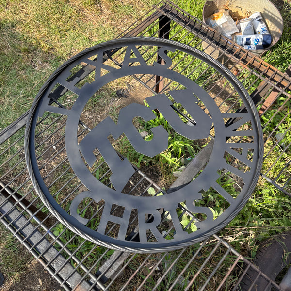 TCU TEXAS CHRISTIAN CUSTOM BLACK METAL VINTAGE CRAFT TEAM SIGN HANDMADE