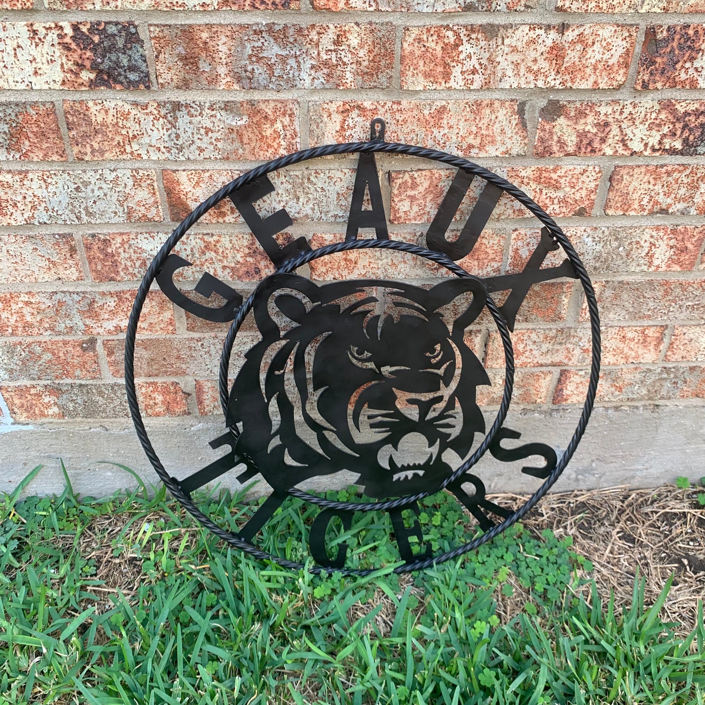 GEAUX TIGERS BLACK CUSTOM METAL VINTAGE CRAFT SIGN TEAM HANDMADE