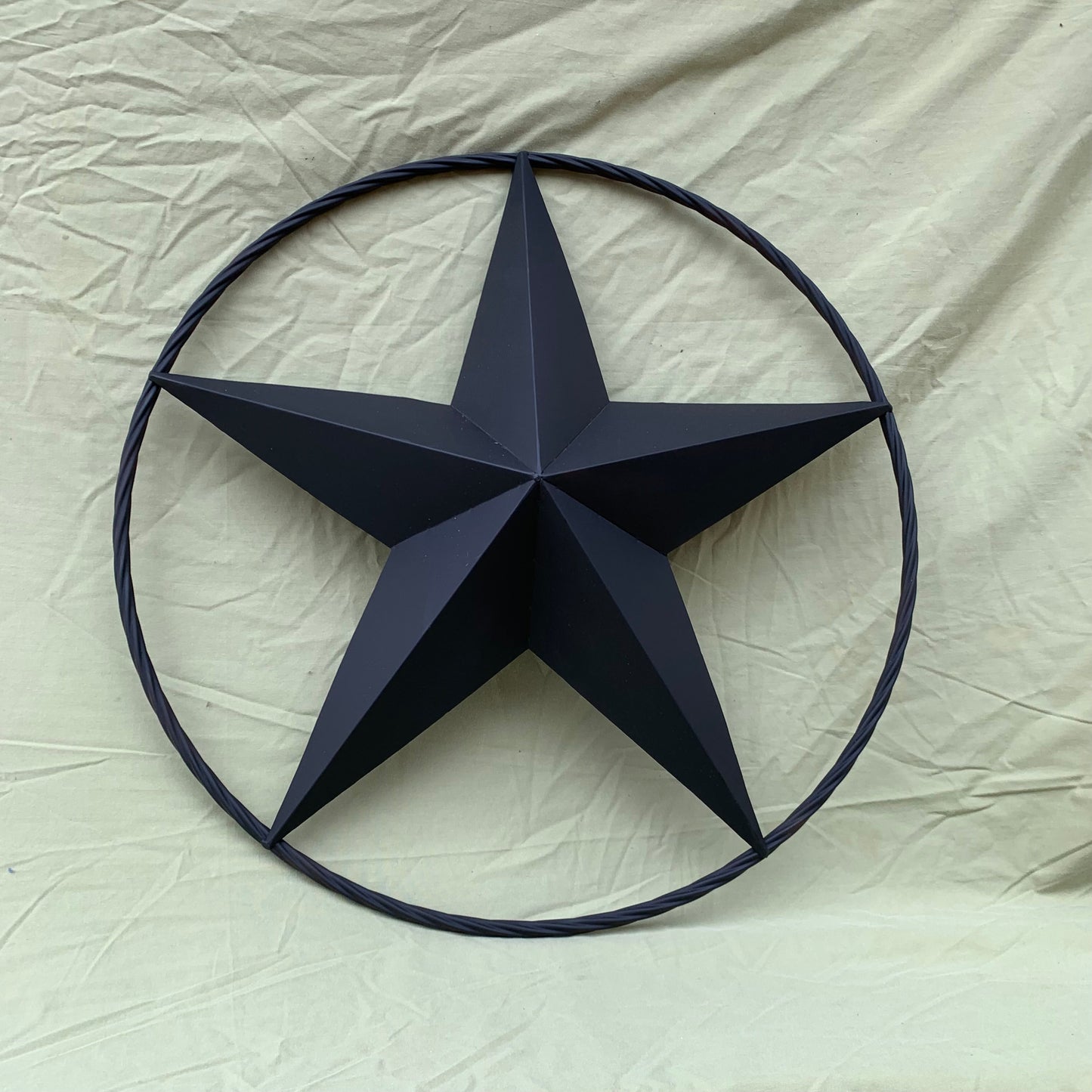 RUSTIC BLACK BARN STAR 3d TWISTED ROPE RING WESTERN HOME DECOR HANDMADE NEW 3" TO 72"-#EH10608