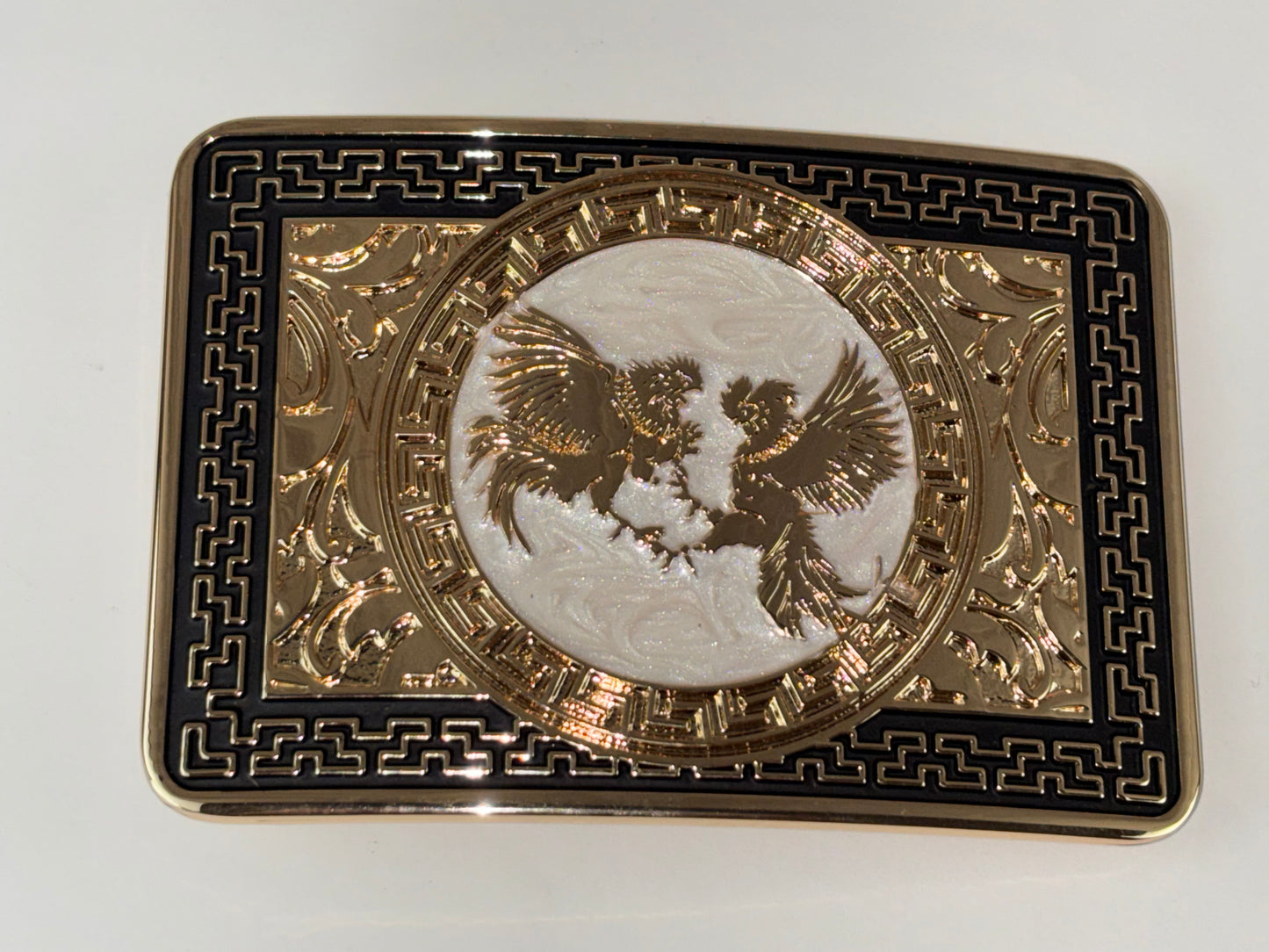 COCK FIGHTING ROOSTER BELT BUCKLE GOLD WESTERN METAL BUCKLE FASHION ART 4.5" X 3.5"  #EH13232