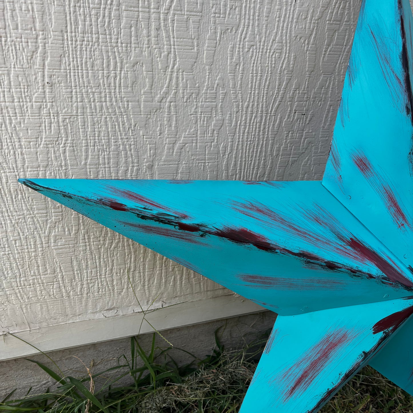 TURQUOISE DISTRESSED TWO TONE BARN STAR METAL ART WESTERN HOME DECOR HANDMADE