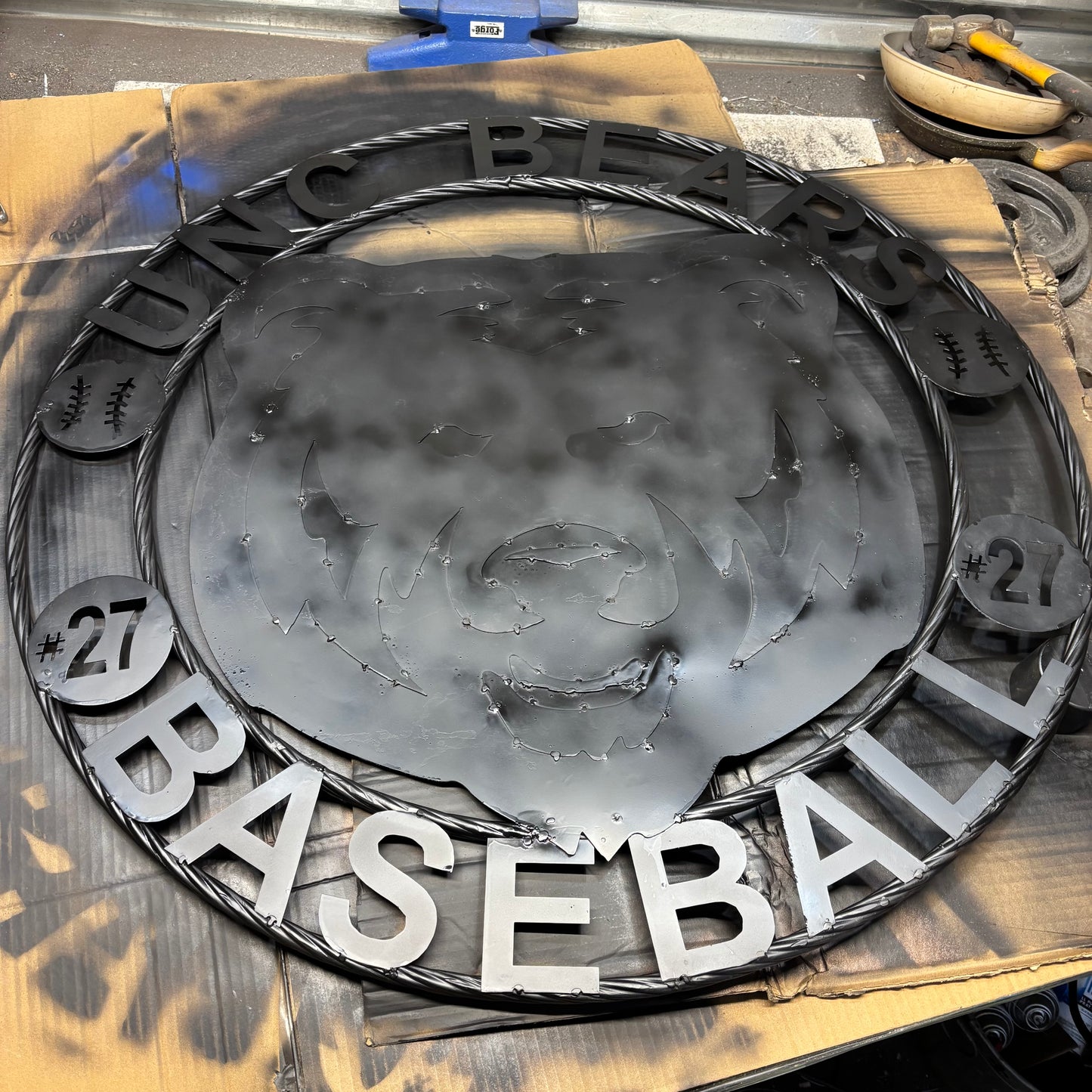 UNC BEARS CUSTOM RAW METAL NO PAINT VINTAGE CRAFT SIGN TEAM HANDMADE TO ORDER
