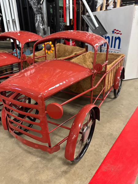 32" RED TRUCK PLANTER PICKUP TRUCK METAL ART VINTAGE GARDEN ART WESTERN HOME DECOR HANDMADE