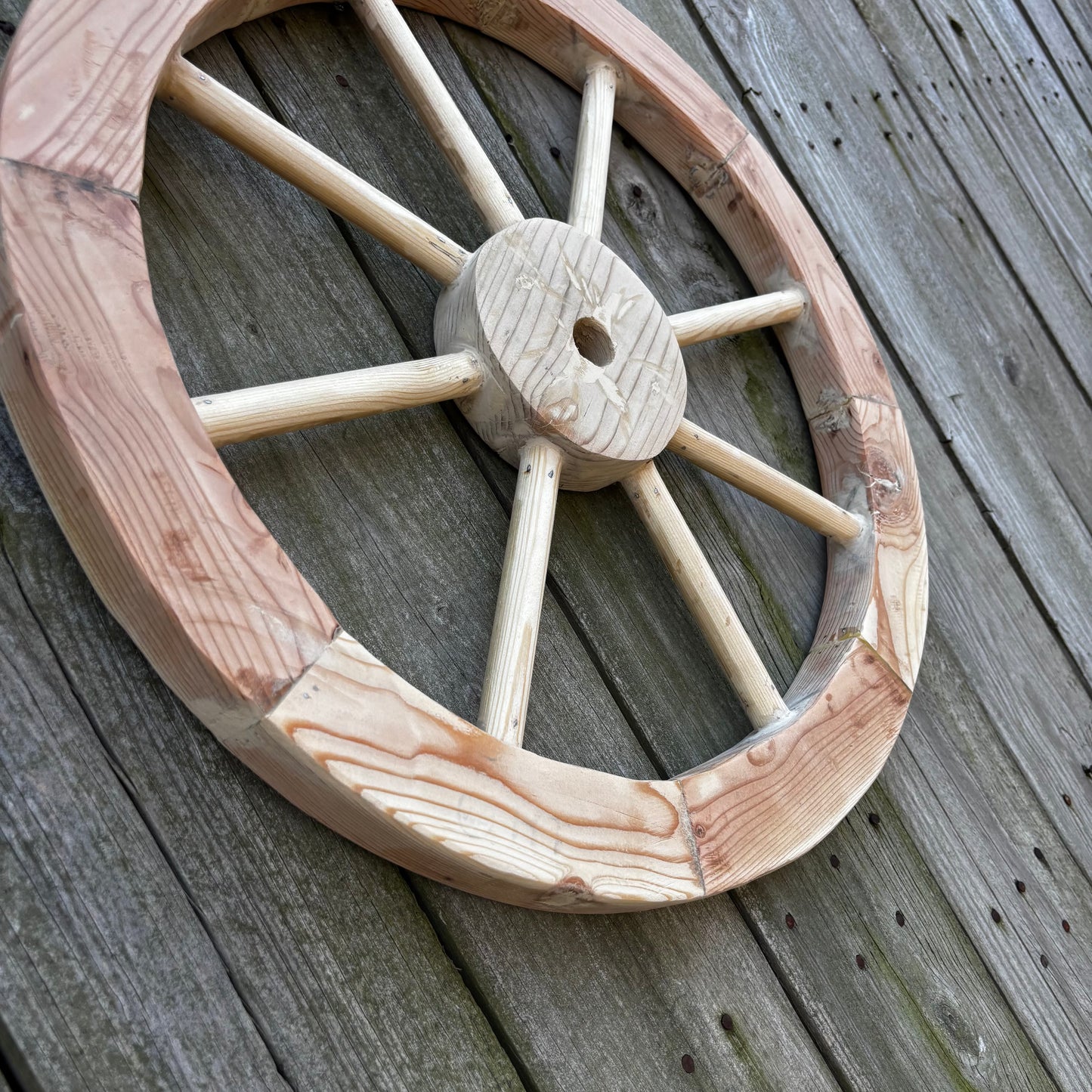 DECORATIVE WAGON WHEEL WOOD WALL ART WESTERN HOME DECOR HANDMADE TEXAS USA