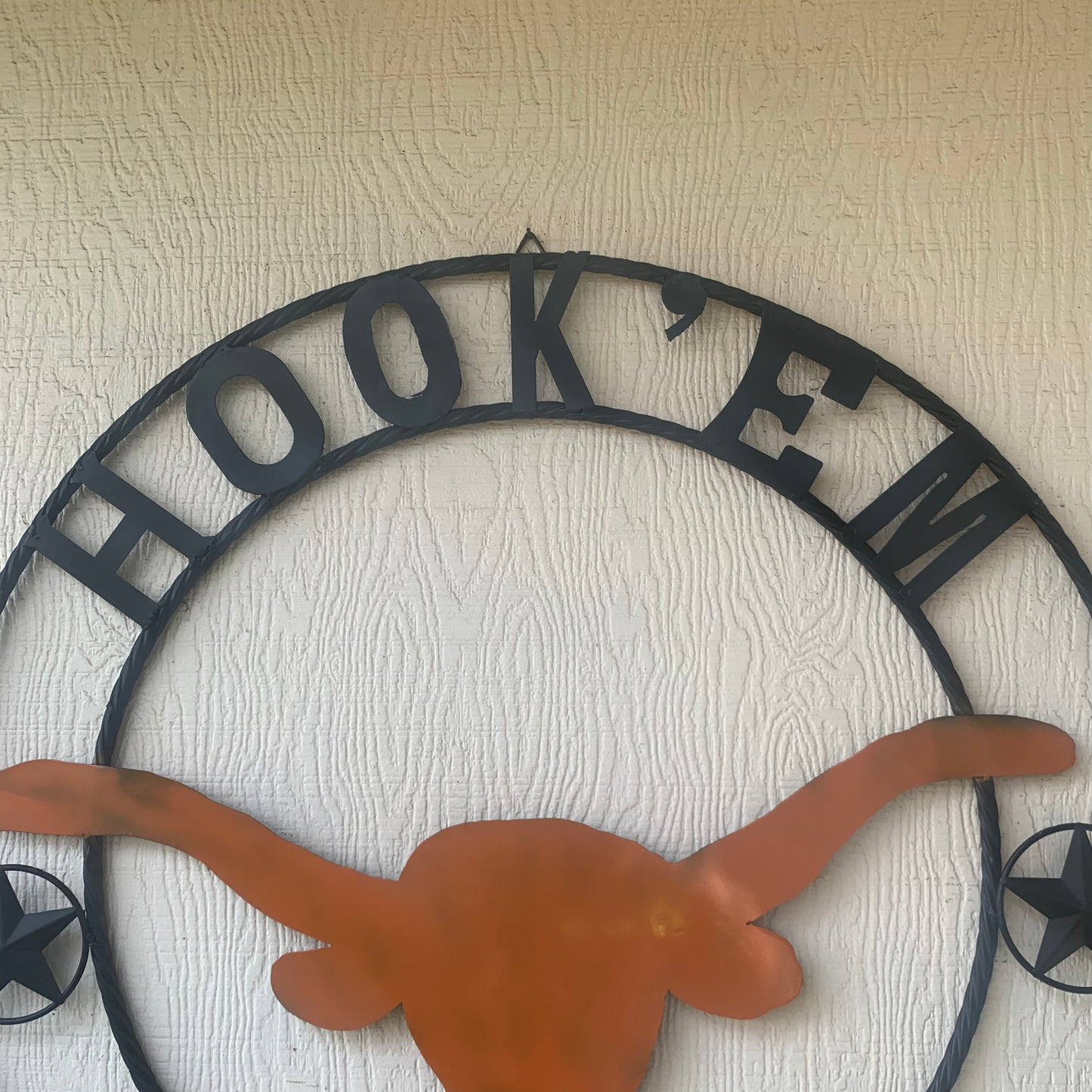 HOOKEM HORNS WITH LONE STAR TEXAS LONGHORNS HOOK EM METAL CUSTOM VINTAGE CRAFT WALL ART TEAM SIGN HANDMADE