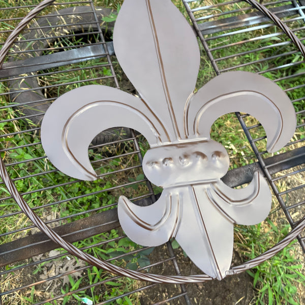 FLEUR DE LIS BROWN METAL WALL ART SIGN WESTERN HOME DECOR HANDMADE NEW 12",18",24",32"