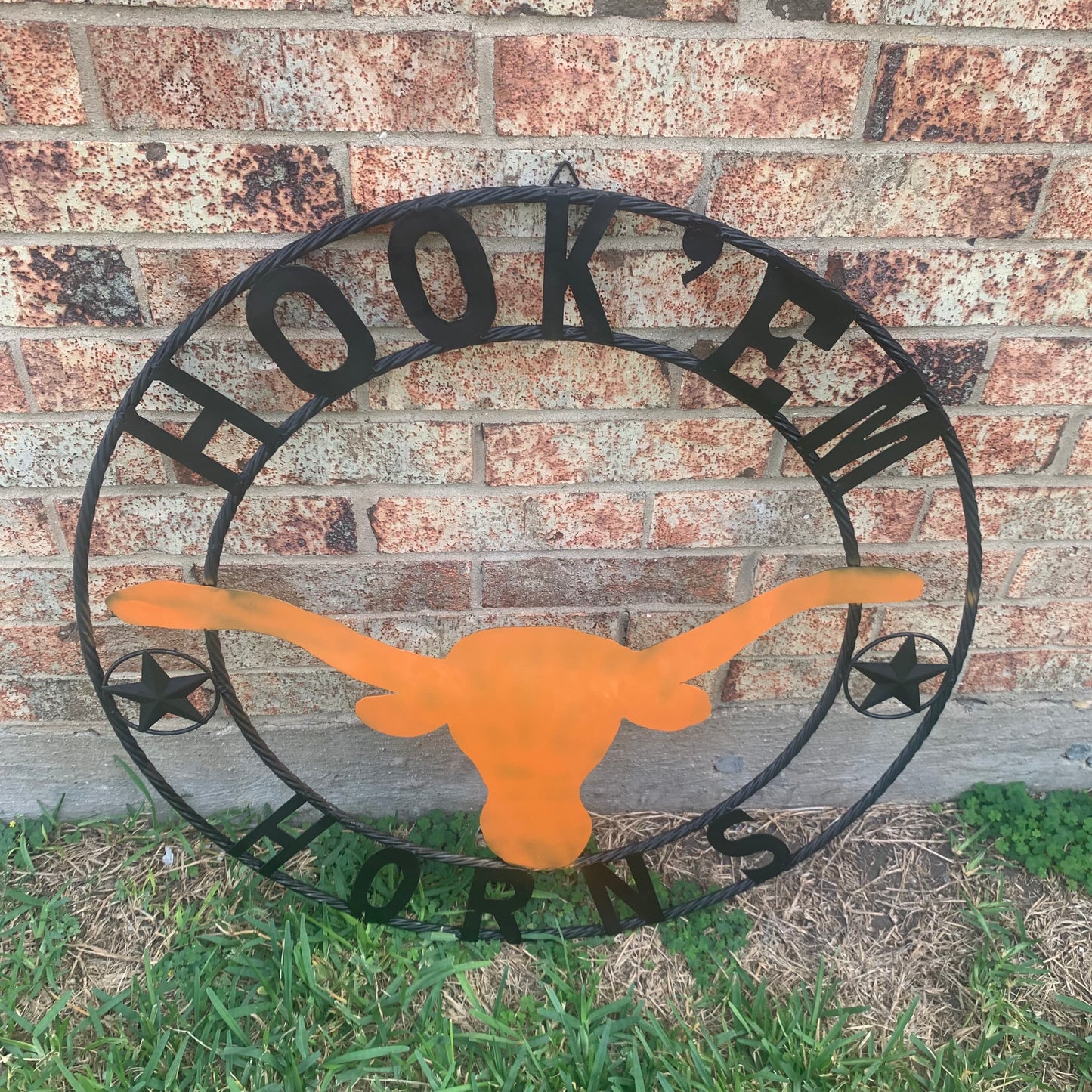 HOOKEM HORNS WITH LONE STAR TEXAS LONGHORNS HOOK EM METAL CUSTOM VINTAGE CRAFT WALL ART TEAM SIGN HANDMADE