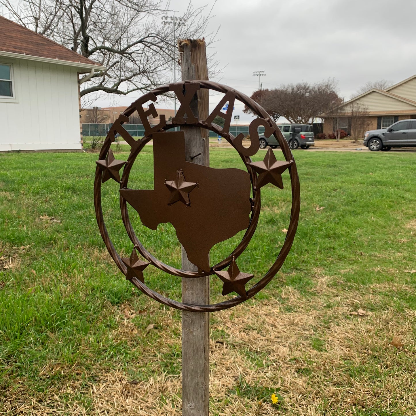 12" STATE OF TEXAS MAP RUSTIC BRONZE TWISTED RING METAL SIGN WESTERN HOME DECOR HANDMADE NEW
