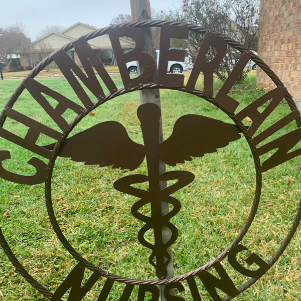 CHAMBERLAIN NURSING STYLE CUSTOM NAME SIGN MEDICAL LOGO HANDMADE