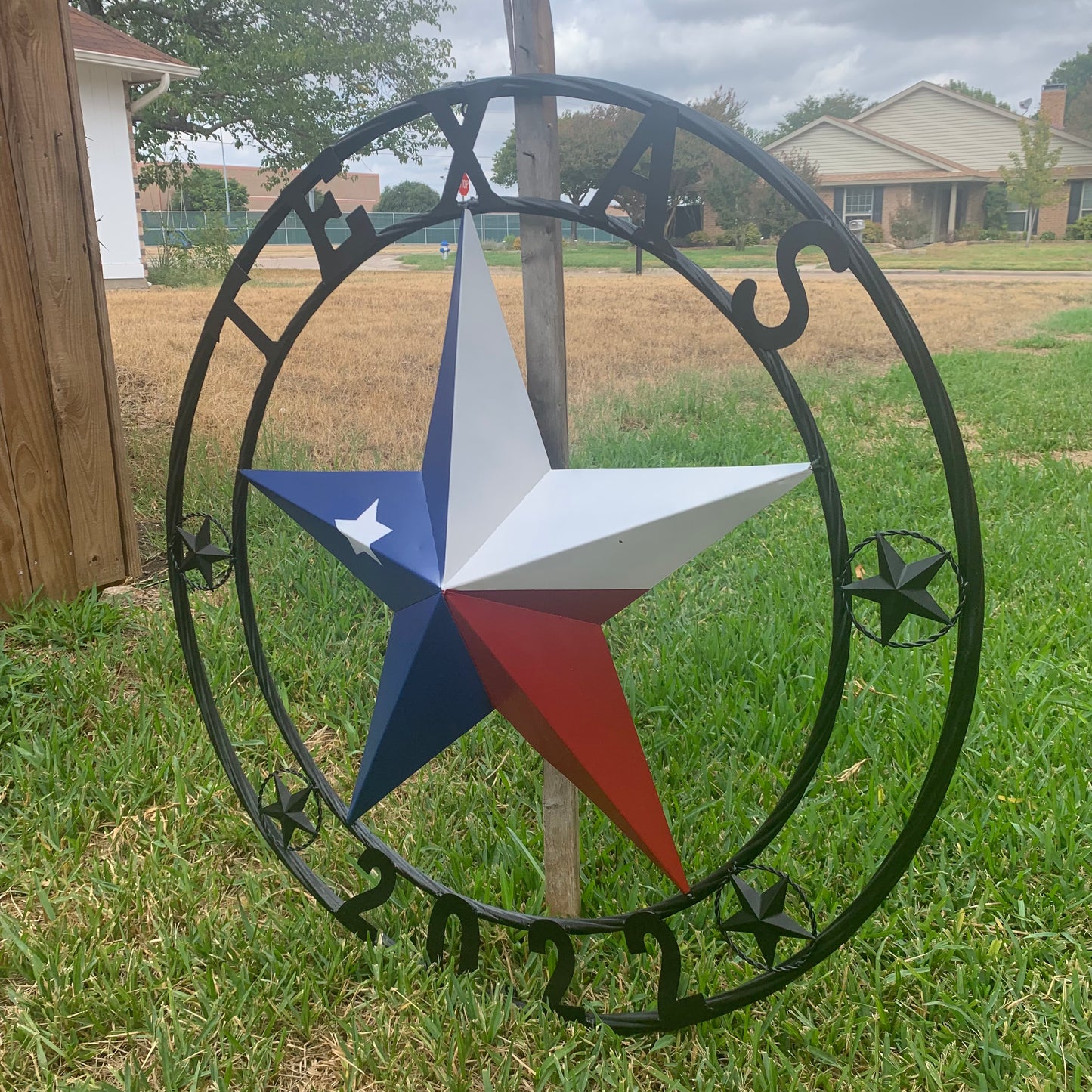 TEXAS 2022 STYLE CUSTOM NAME BARN STAR METAL LONESTAR 3d TWISTED BLACK ROPE RING WESTERN HOME DECOR   HANDMADE 24",32",36"