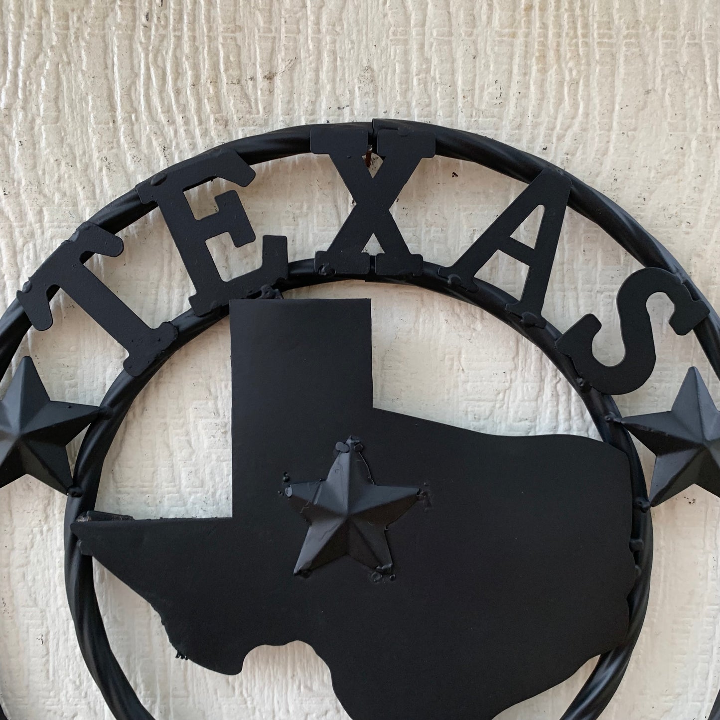 12" STATE OF TEXAS MAP RUSTIC BLACK TWISTED RING METAL SIGN WESTERN HOME DECOR HANDMADE NEW