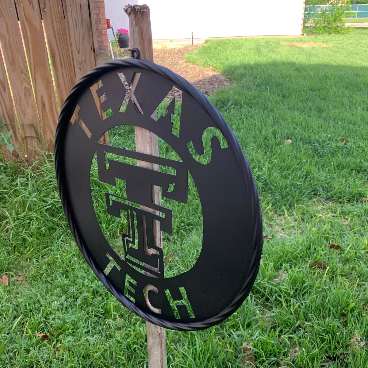 12",18",24",32",36" TEXAS TECH RUSTIC BLACK CUSTOM METAL VINTAGE CRAFT TEAM SIGN HANDMADE TO ORDER
