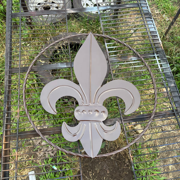 FLEUR DE LIS BROWN METAL WALL ART SIGN WESTERN HOME DECOR HANDMADE NEW 12",18",24",32"